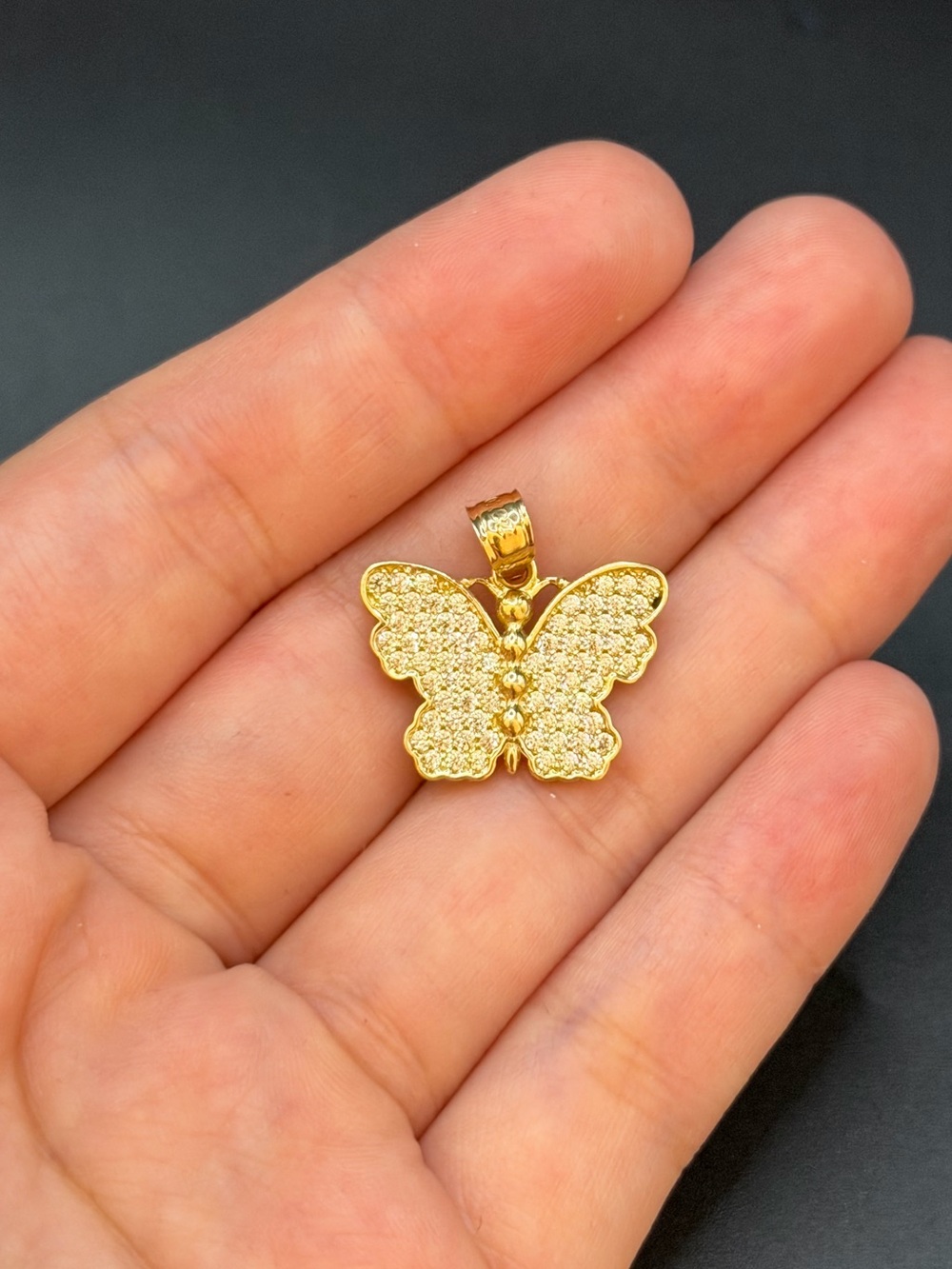 10K Solid Gold Butterfly Charm Pendant